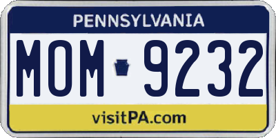 PA license plate MOM9232