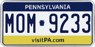 PA license plate MOM9233