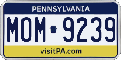 PA license plate MOM9239
