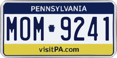 PA license plate MOM9241