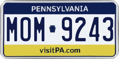 PA license plate MOM9243