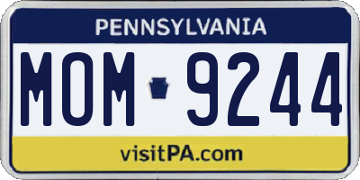 PA license plate MOM9244