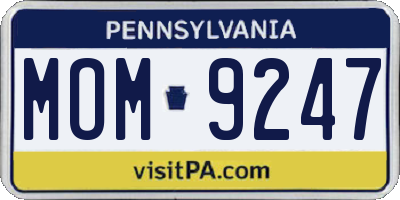 PA license plate MOM9247