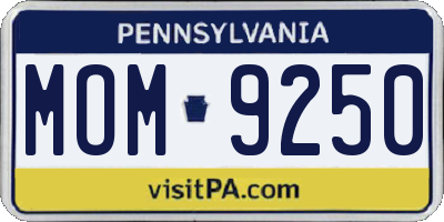 PA license plate MOM9250