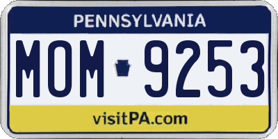 PA license plate MOM9253