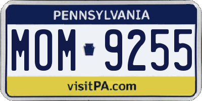 PA license plate MOM9255