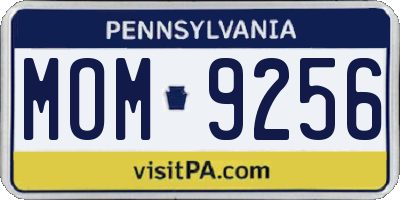 PA license plate MOM9256