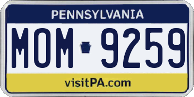 PA license plate MOM9259
