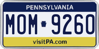 PA license plate MOM9260