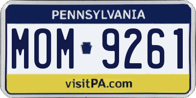 PA license plate MOM9261
