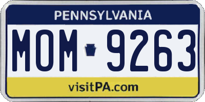 PA license plate MOM9263