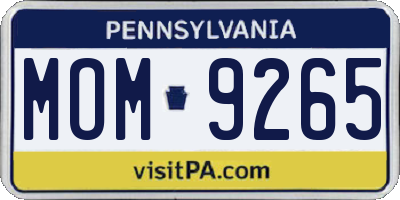 PA license plate MOM9265