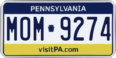 PA license plate MOM9274