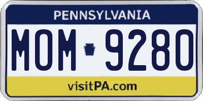 PA license plate MOM9280