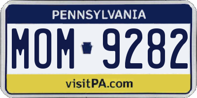 PA license plate MOM9282