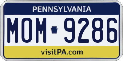 PA license plate MOM9286