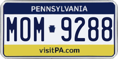 PA license plate MOM9288