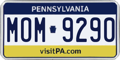 PA license plate MOM9290