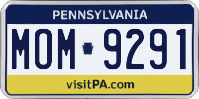 PA license plate MOM9291