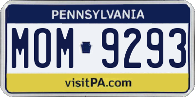 PA license plate MOM9293