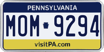 PA license plate MOM9294