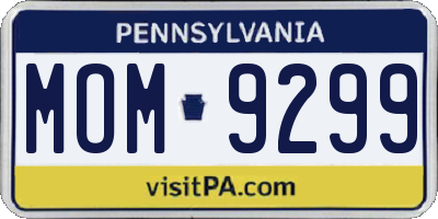 PA license plate MOM9299