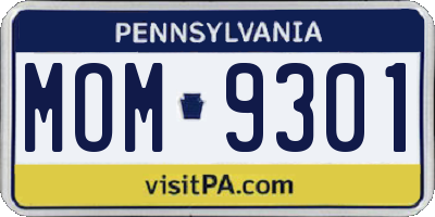 PA license plate MOM9301