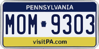 PA license plate MOM9303