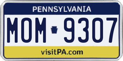 PA license plate MOM9307