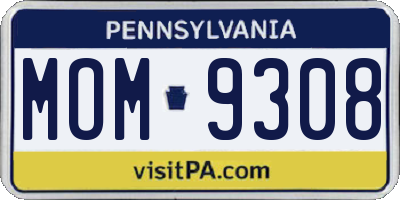 PA license plate MOM9308