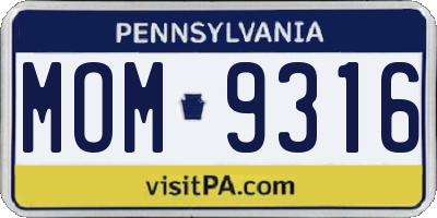 PA license plate MOM9316