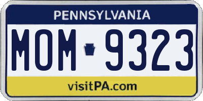 PA license plate MOM9323