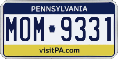 PA license plate MOM9331