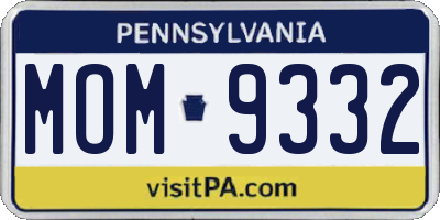 PA license plate MOM9332
