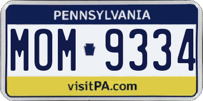 PA license plate MOM9334