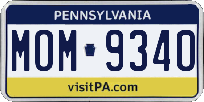 PA license plate MOM9340