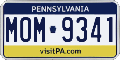 PA license plate MOM9341