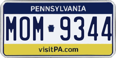 PA license plate MOM9344