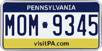 PA license plate MOM9345