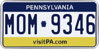 PA license plate MOM9346
