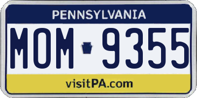 PA license plate MOM9355