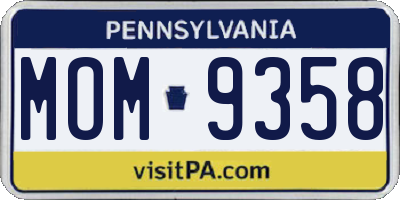 PA license plate MOM9358