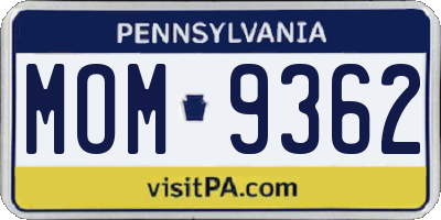 PA license plate MOM9362