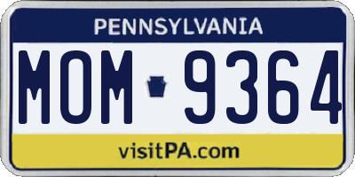 PA license plate MOM9364