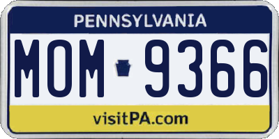 PA license plate MOM9366