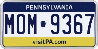 PA license plate MOM9367