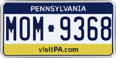 PA license plate MOM9368