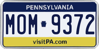 PA license plate MOM9372