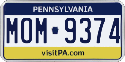 PA license plate MOM9374