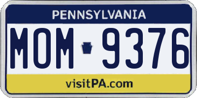 PA license plate MOM9376